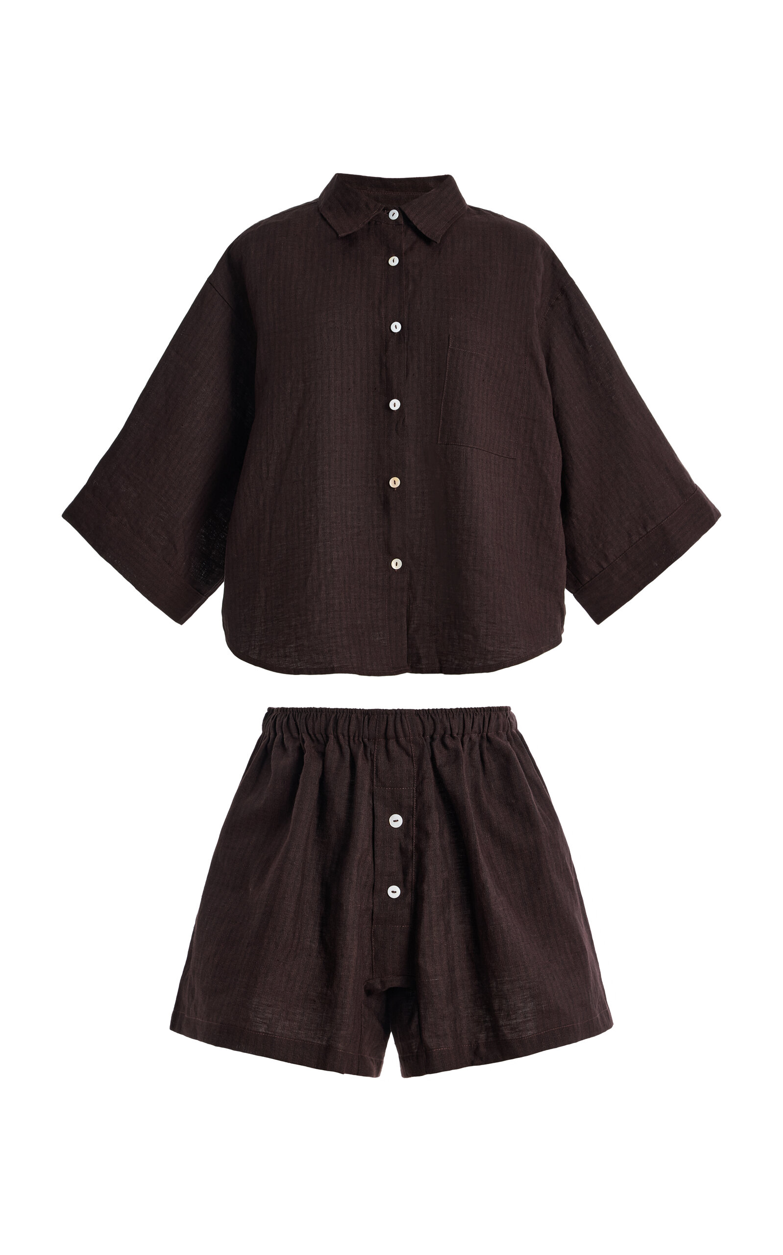 03 Striped Linen Short Set - Moda Operandi