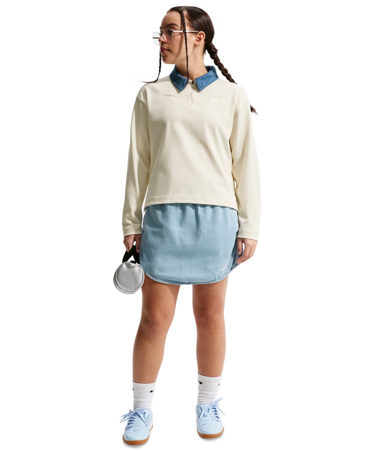 Girls' 7-16 Sportswear Collection Long-Sleeve Polo Top - Cream