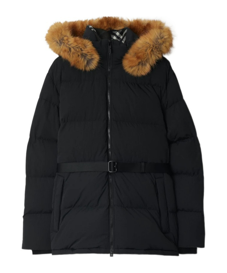 B Shield-appliqué puffer coat