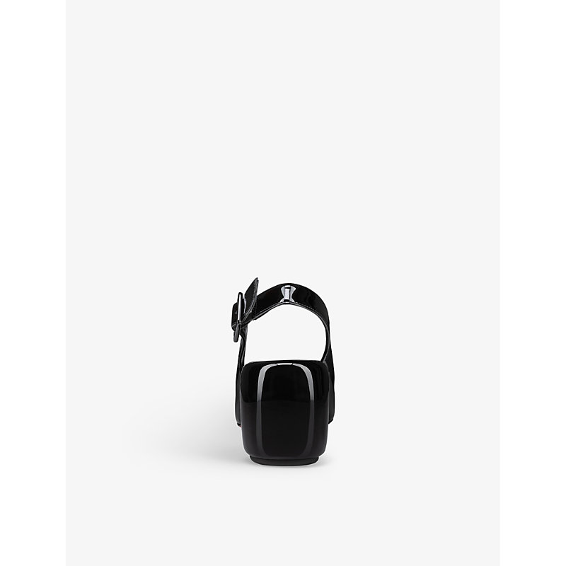 Womens Black Minny Sling 70 Patent-leather Heeled Courts