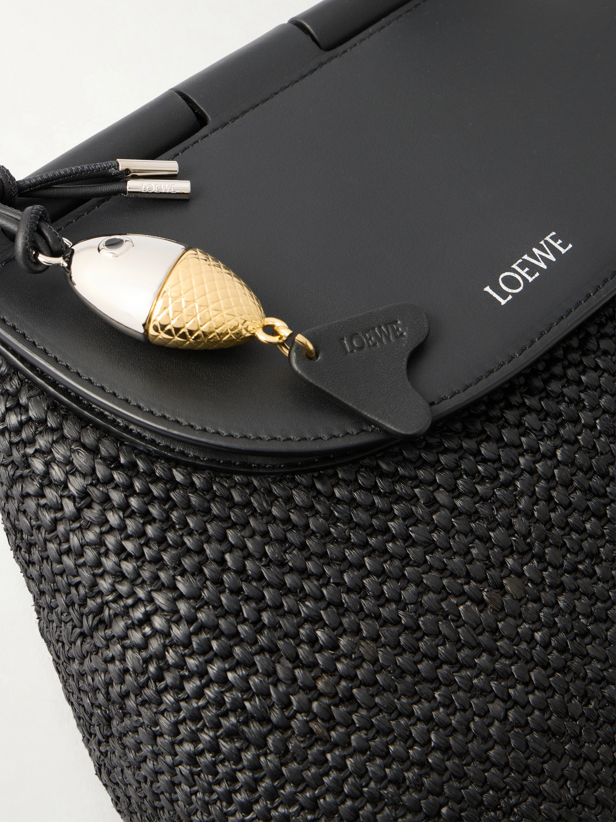 + Paula's Ibiza Pescador Medium Embellished Leather-trimmed Raffia Shoulder Bag - Black