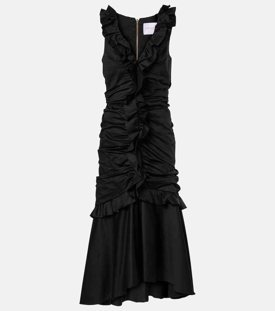 Ruffled cotton-blend midi dress