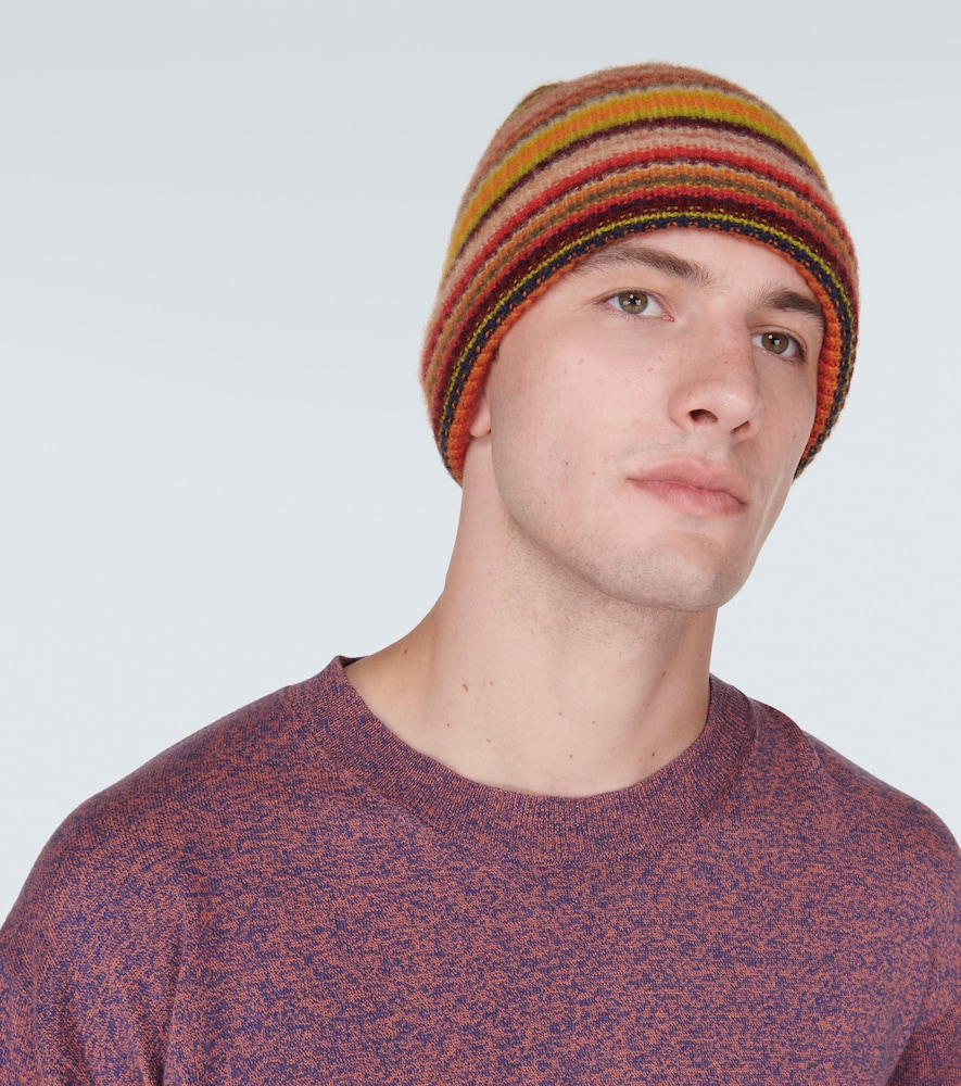 Striped cashmere beanie