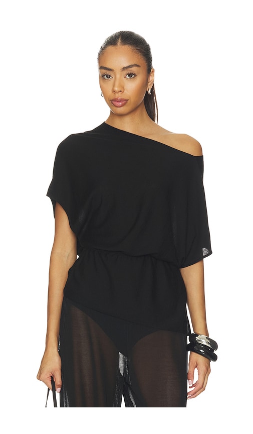 EAVES Jaidyn Knit Asymmetrical Top in Black. - M also in