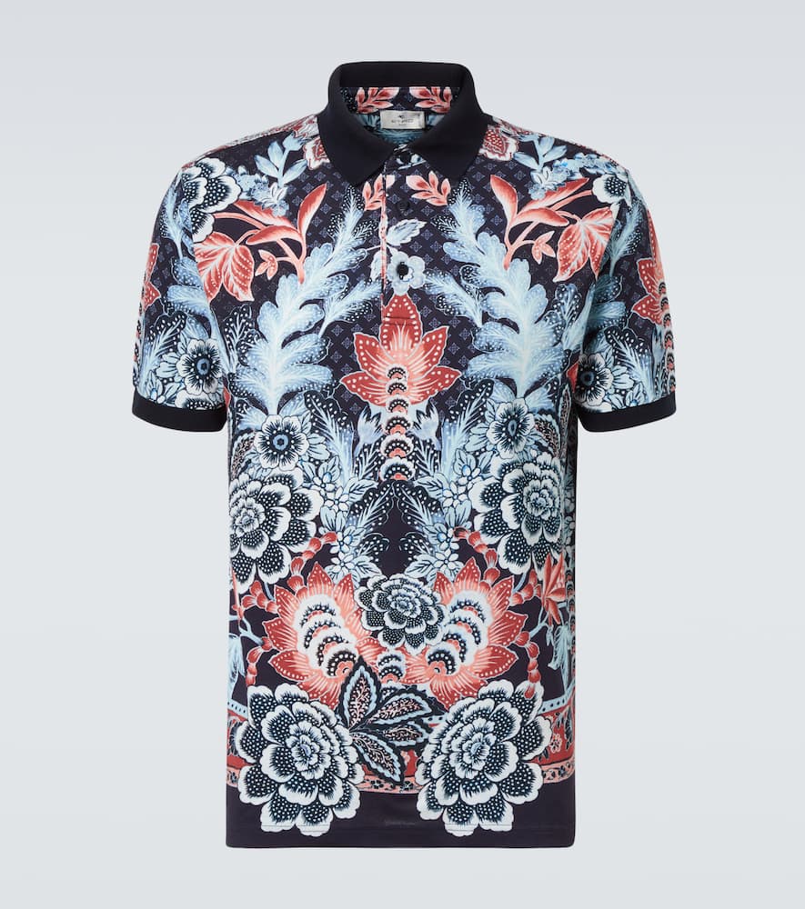 Paisley cotton piqué polo shirt