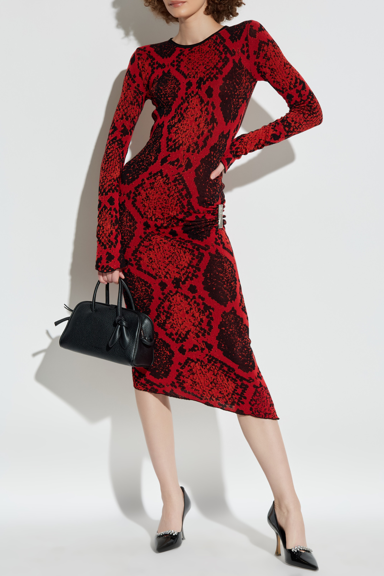 Dress With Pattern, Women's, Red