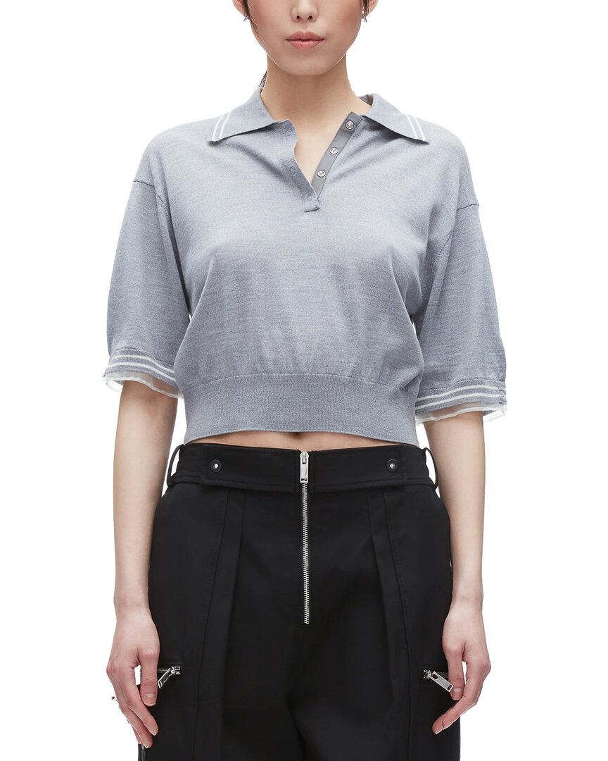 Wool Cropped Polo Sweater