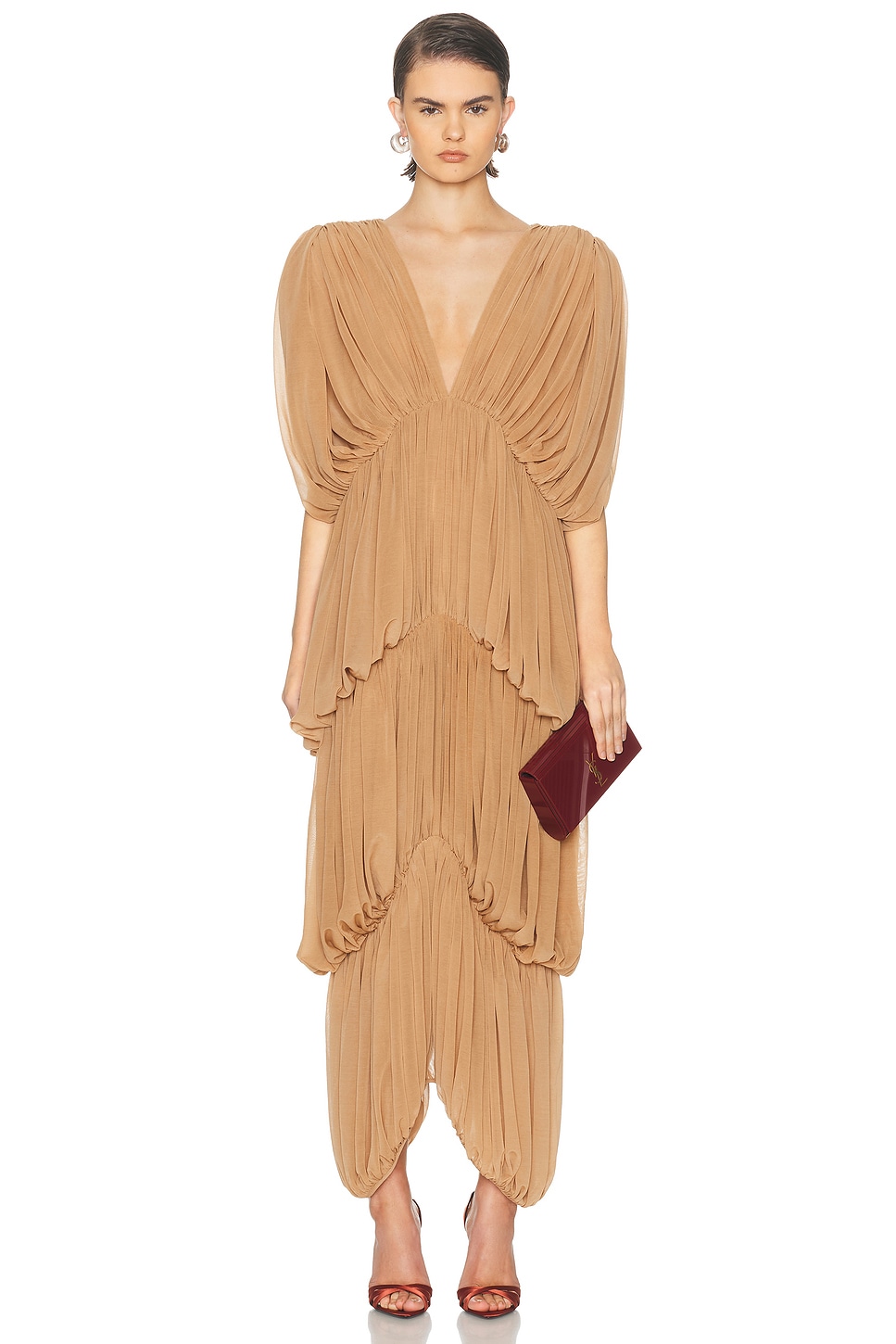 Ronny Kobo Damier Dress in Nude - Nude. L also in M
