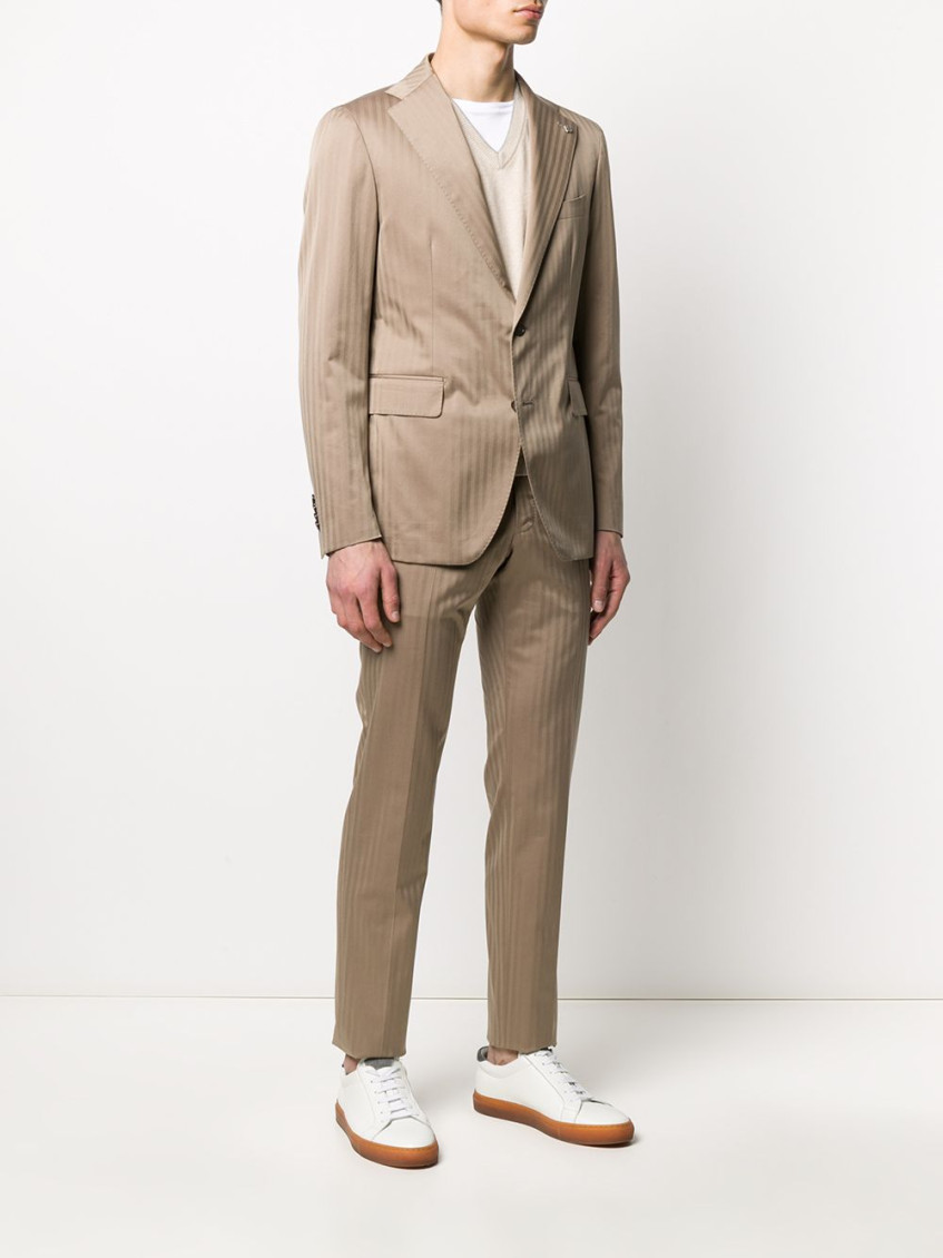 Beige Single-breasted two piece suit