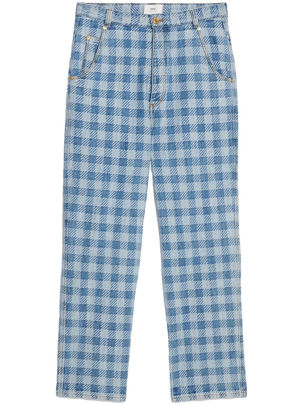 Alex-fit checkered straight jeans - Blue