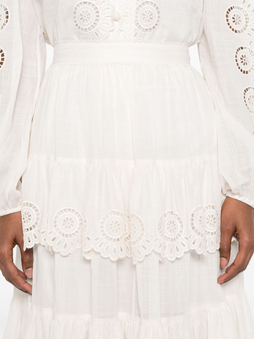 Lucky Embroidered Midi Skirt