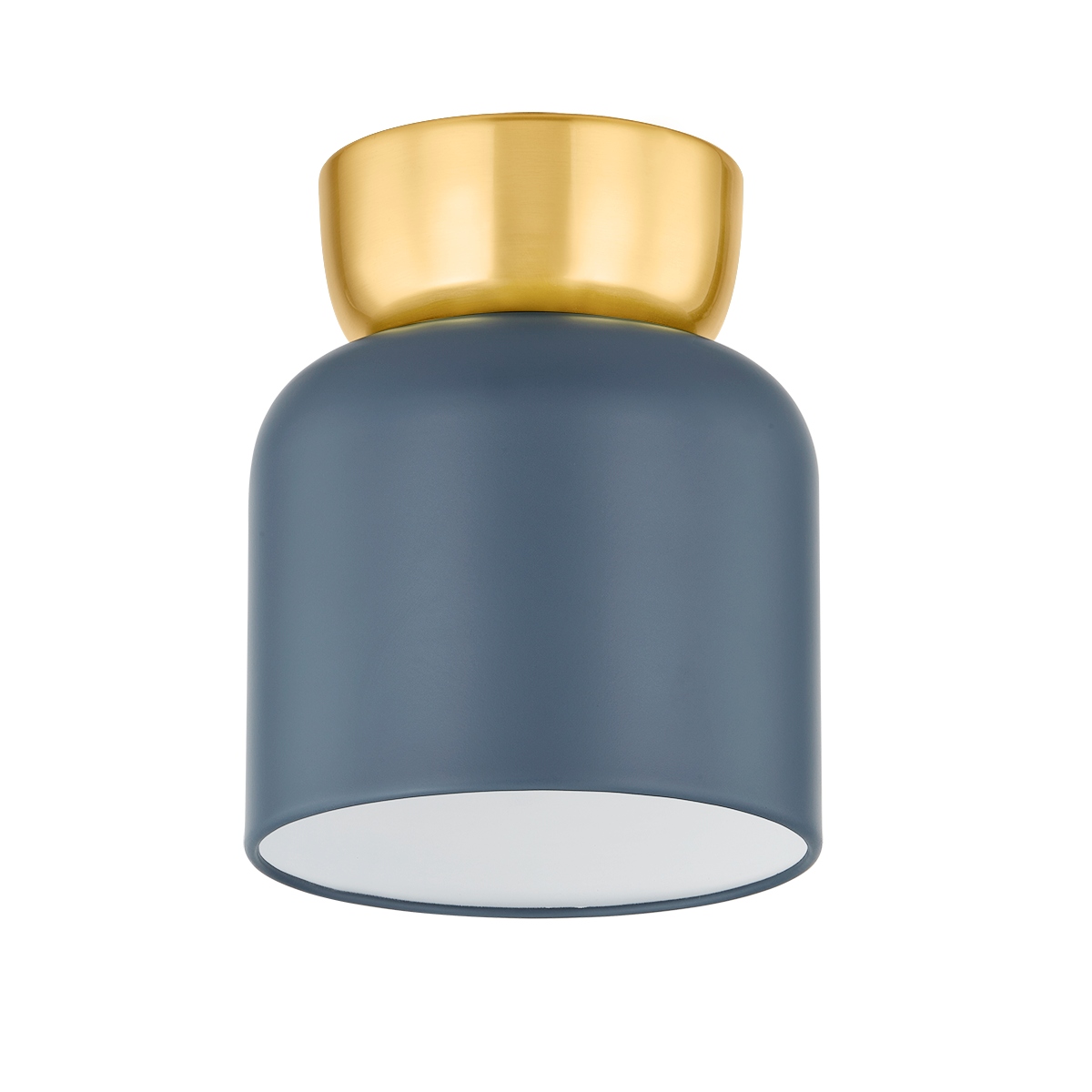 Batya 1-Light Flush Mount in Aged Brass with Slate Blue