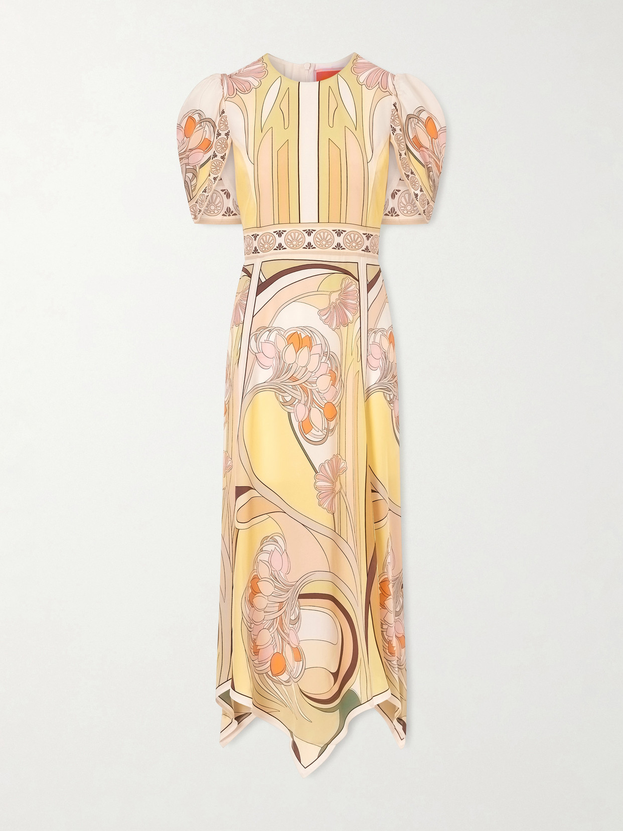 Cherie Printed Silk Midi Dress - Yellow