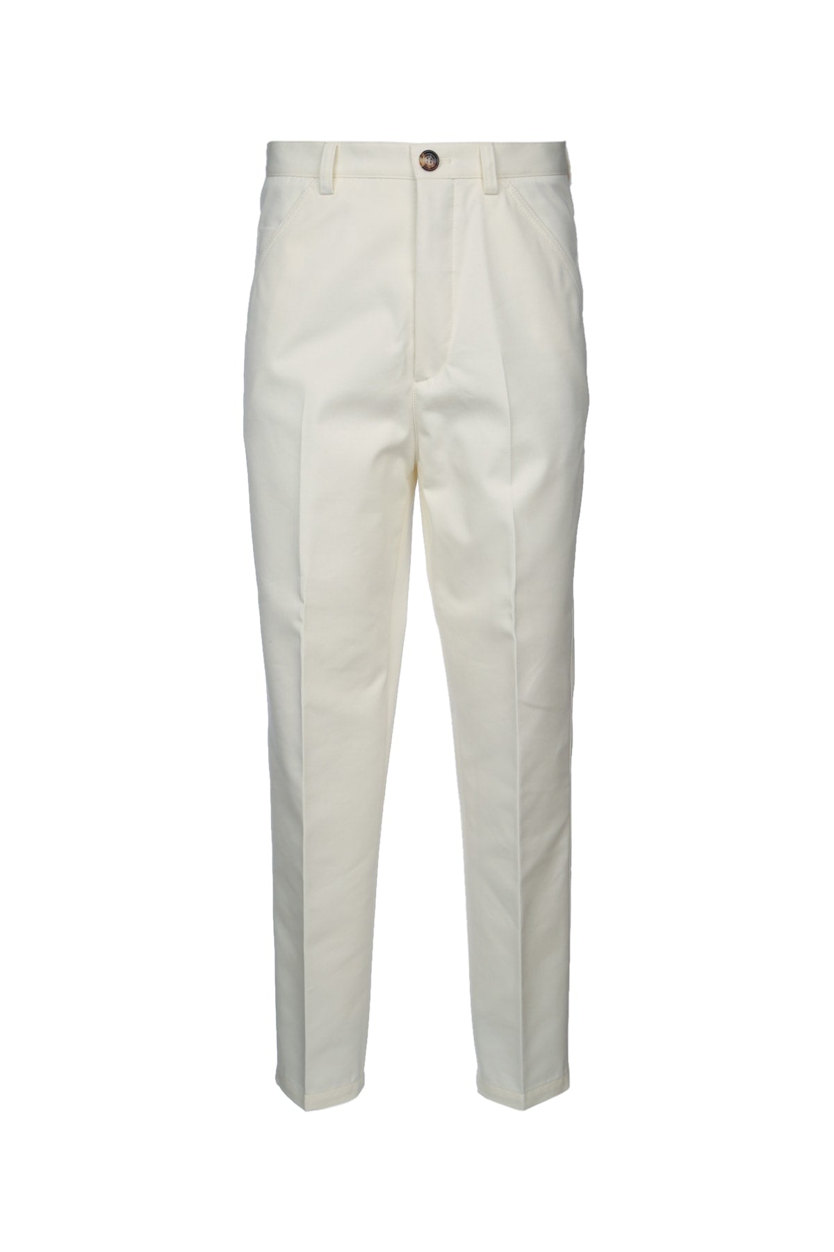Cotton-Linen Blend Trousers — White