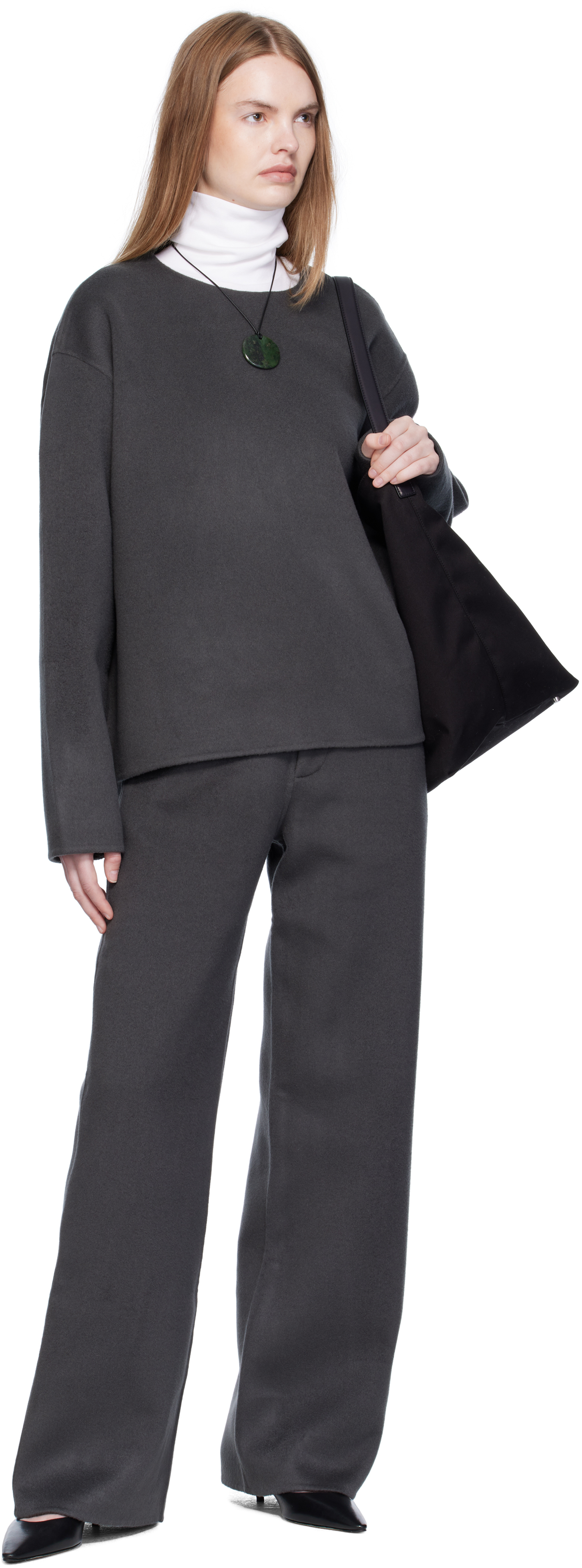 Gray Handmade Wool Cashmere Trousers