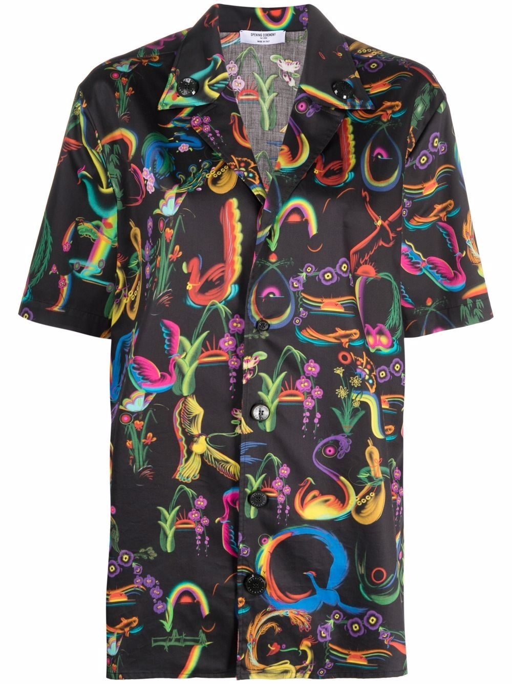 Alphabet-print short-sleeved shirt - Black