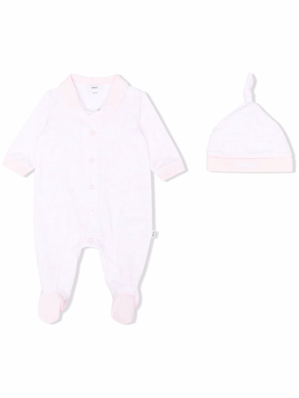 Logo-print cotton babygrow set - White