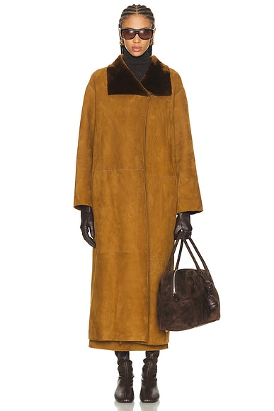 NOUR HAMMOUR Birthday Merinos Coat in Brown
