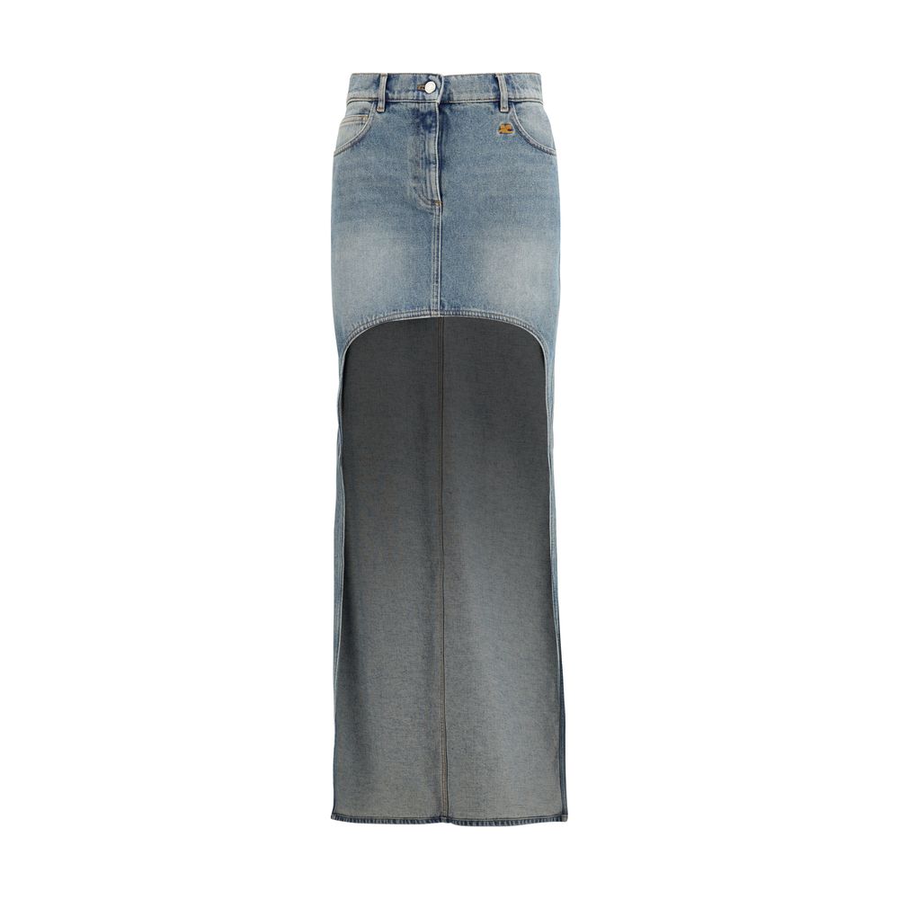 Colorblock Denim Skirt — Blue