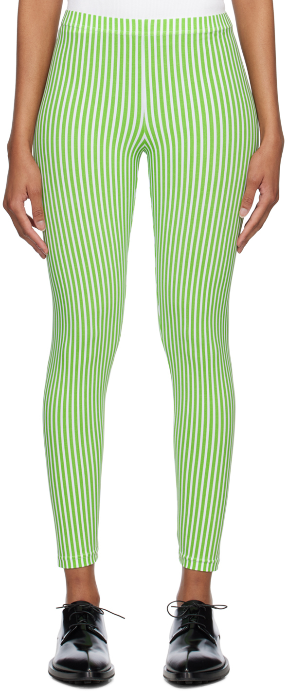 Green &amp; White Stripe Leggings