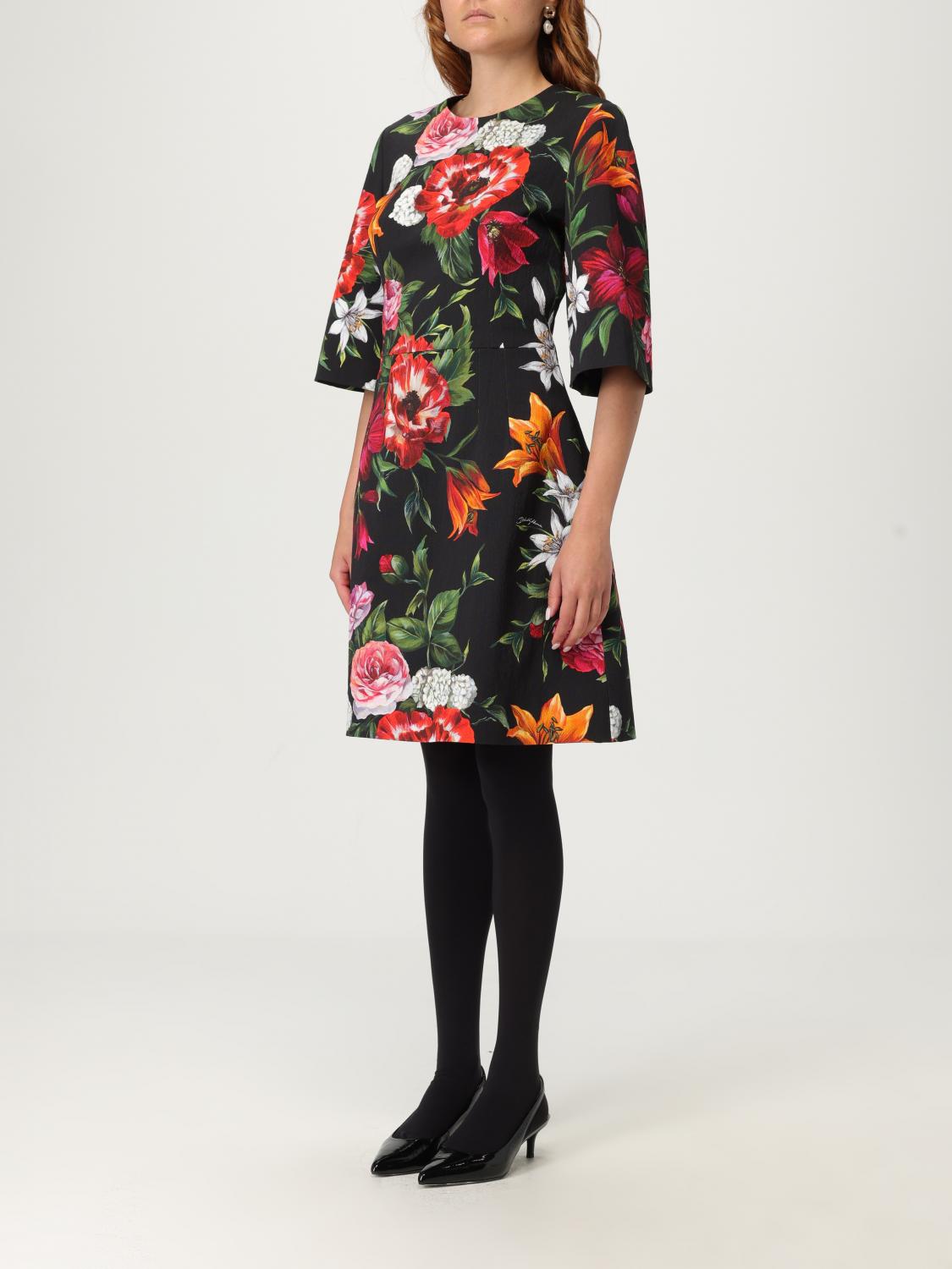 Floral-print mini dress - Black