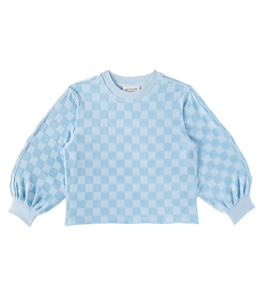 Scotch & Soda Kids Checked cotton-blend fleece sweatshirt