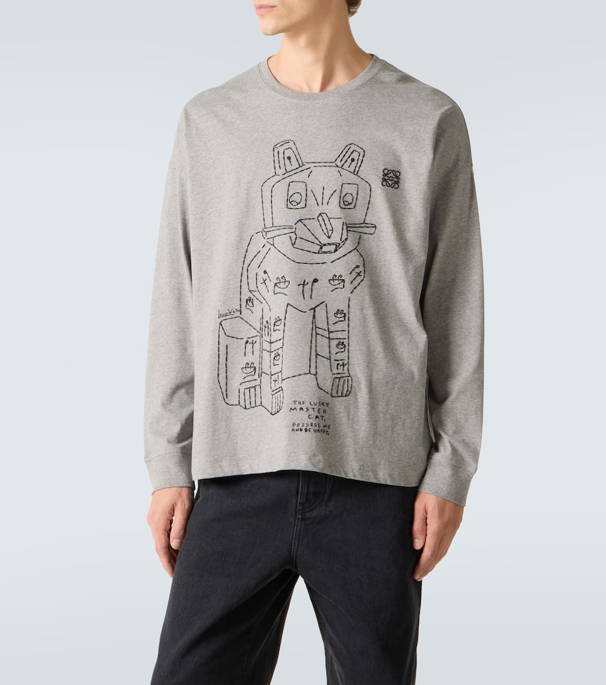 X Louis Wain embroidered cotton jersey T-shirt