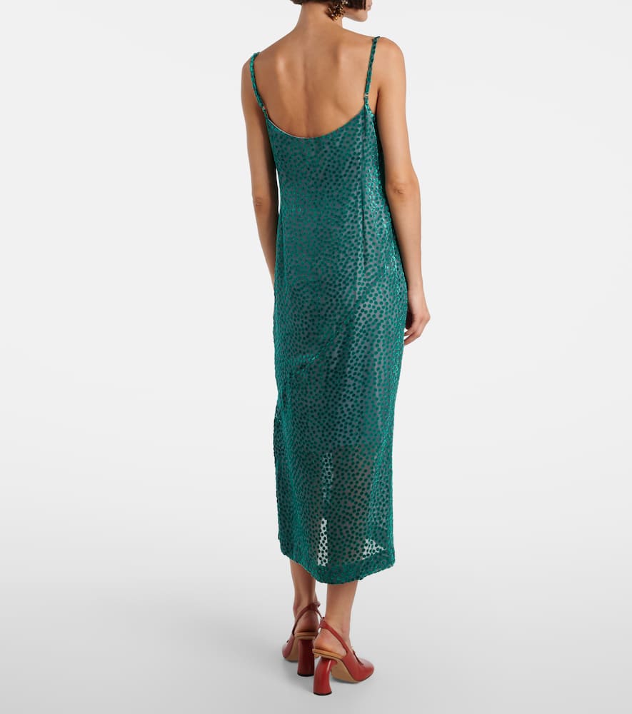 Polka-dot devoré slip dress