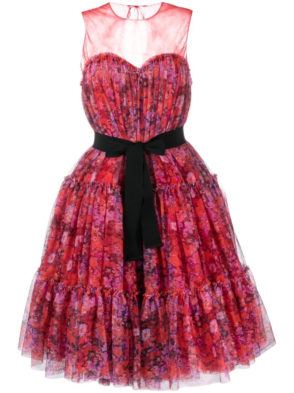 Floral-print flared midi dress