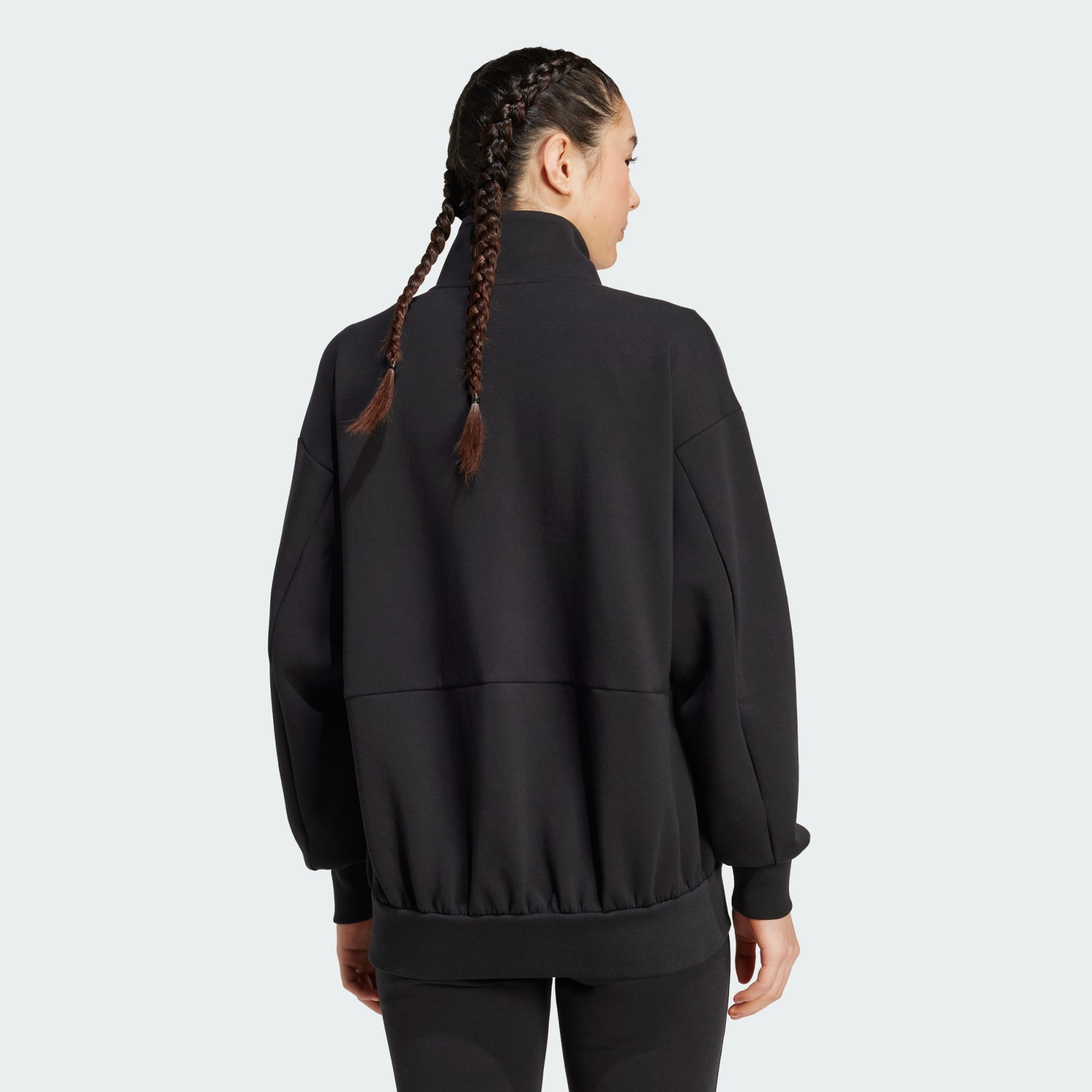 ADIDAS Sportswear Womens Soft Lux Loose Full-Zip - Black - X-Sma