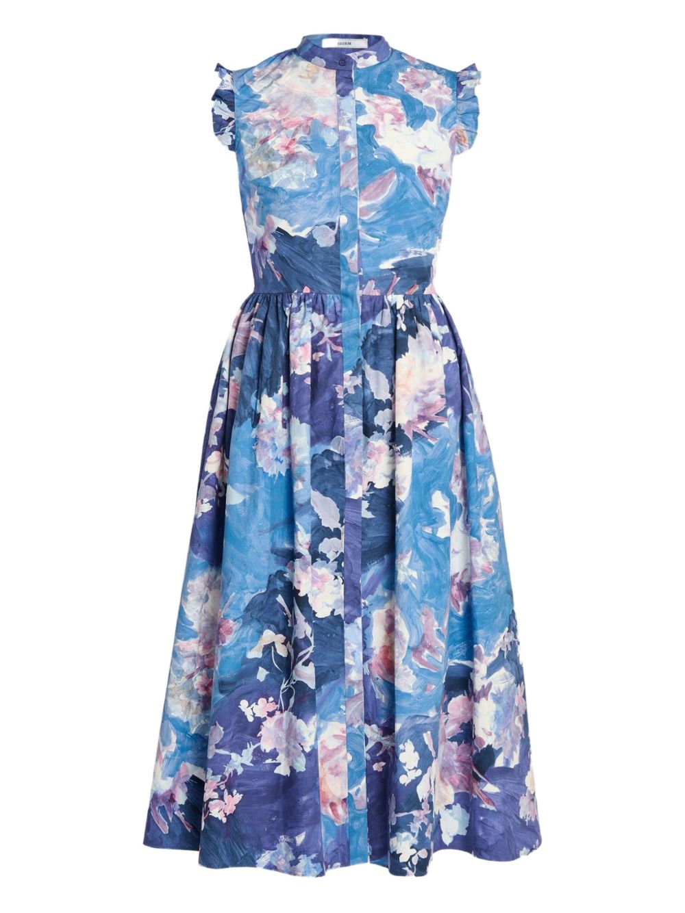 Ruffled floral-print dress - Blue
