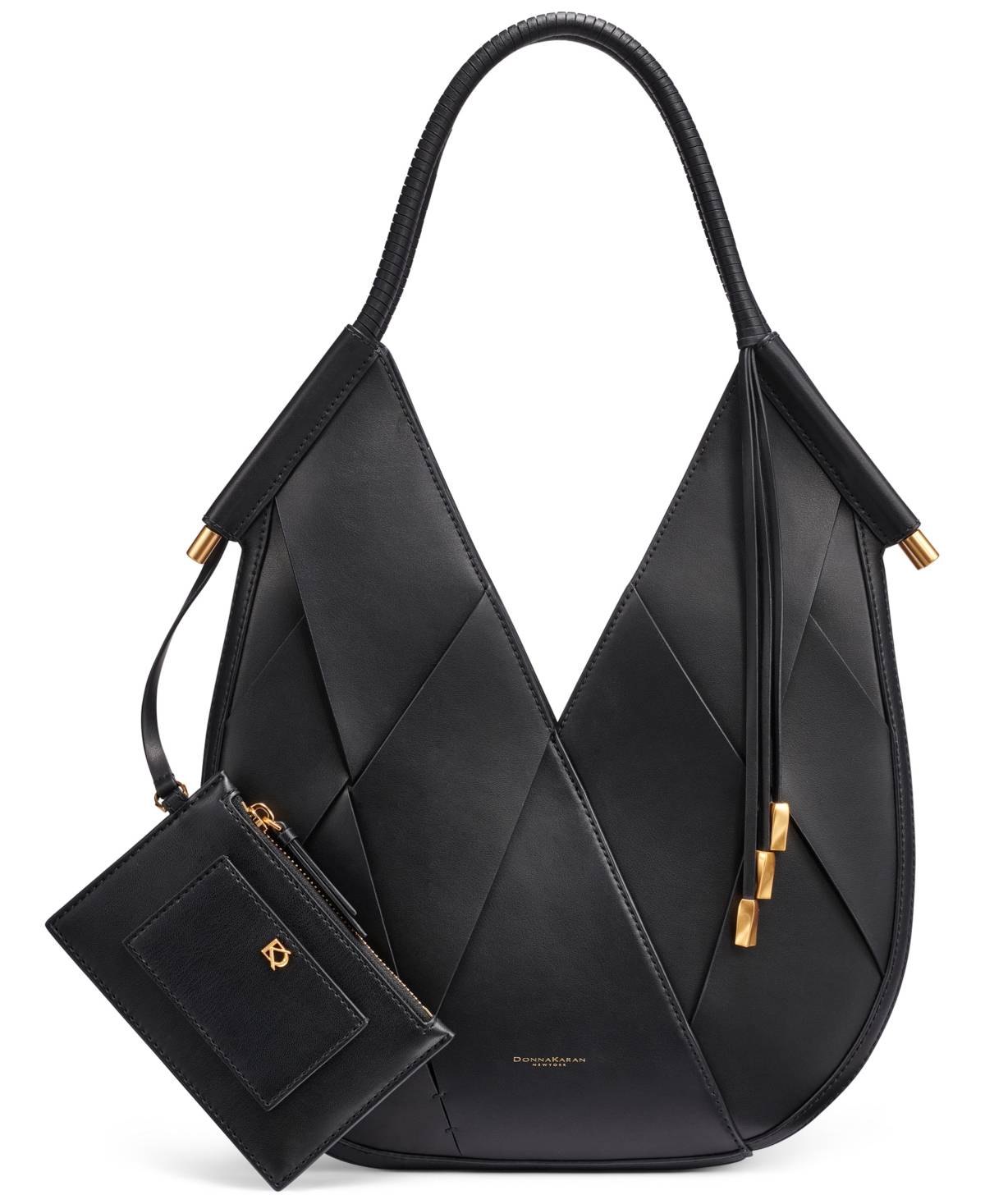 Baldwin Leather Large Shoulder Bag - Black/Gold