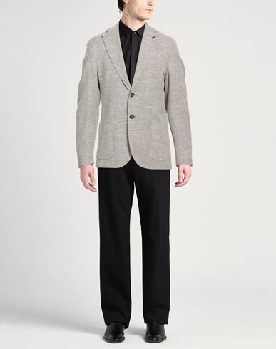 Man Blazer Light grey Size 40 Cotton, Viscose, Linen, Elastane