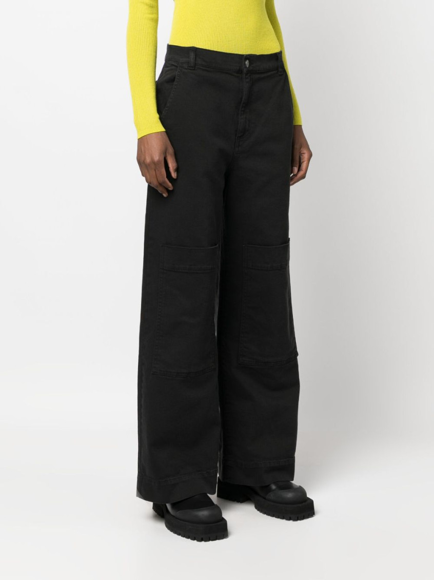 Black Low-rise Wide-leg Jeans