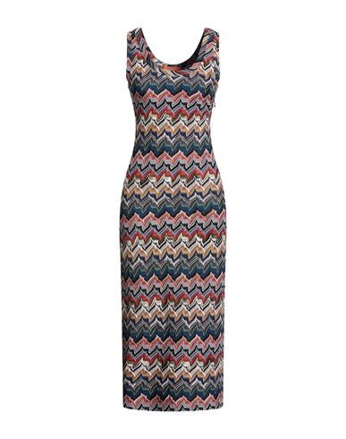 Woman Midi dress Blue Size 10 Viscose, Wool, Metallic fiber