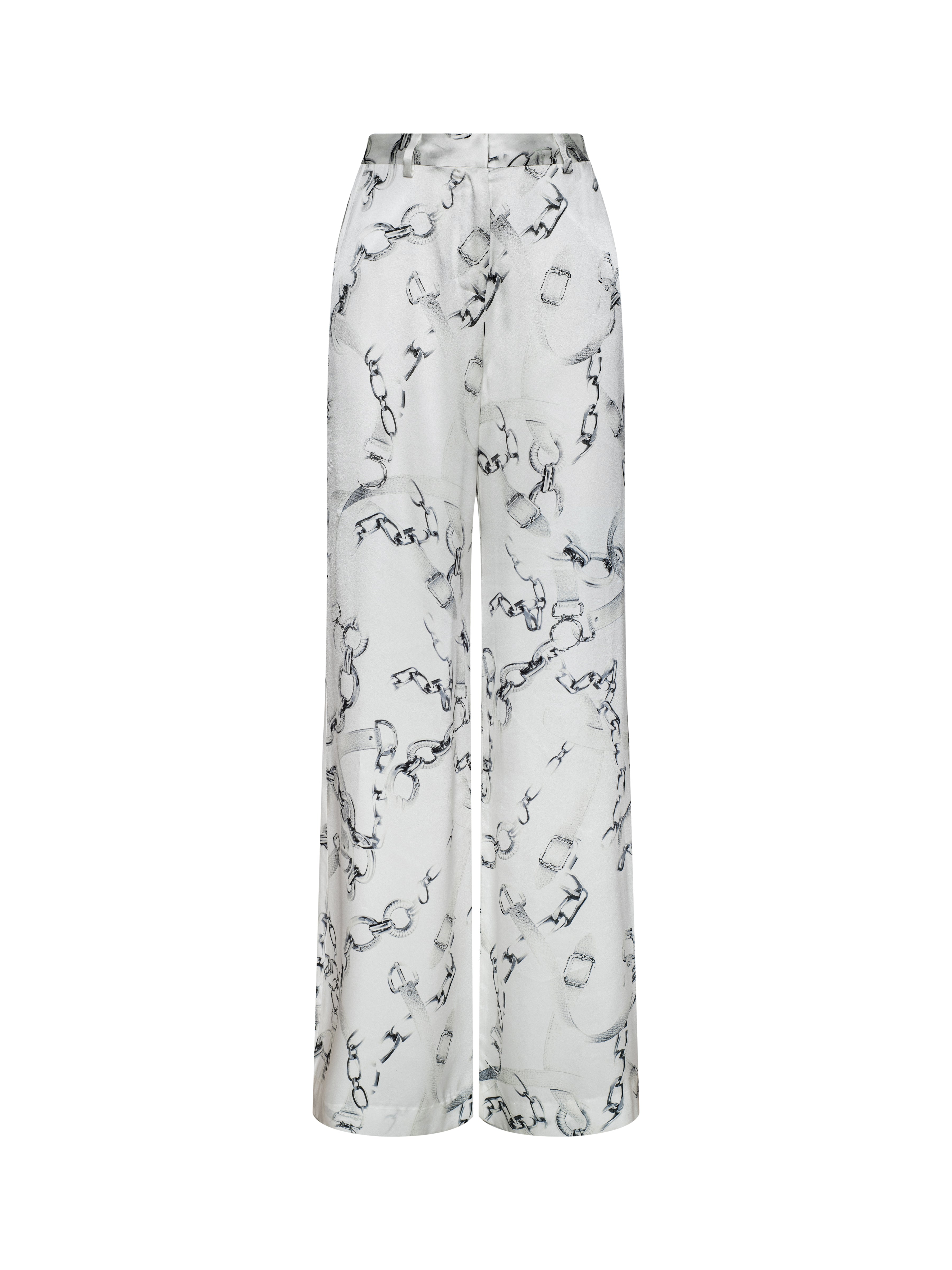 Gavin Silk Wide-Leg Pants In Ivory/grey Medium Faded Chain