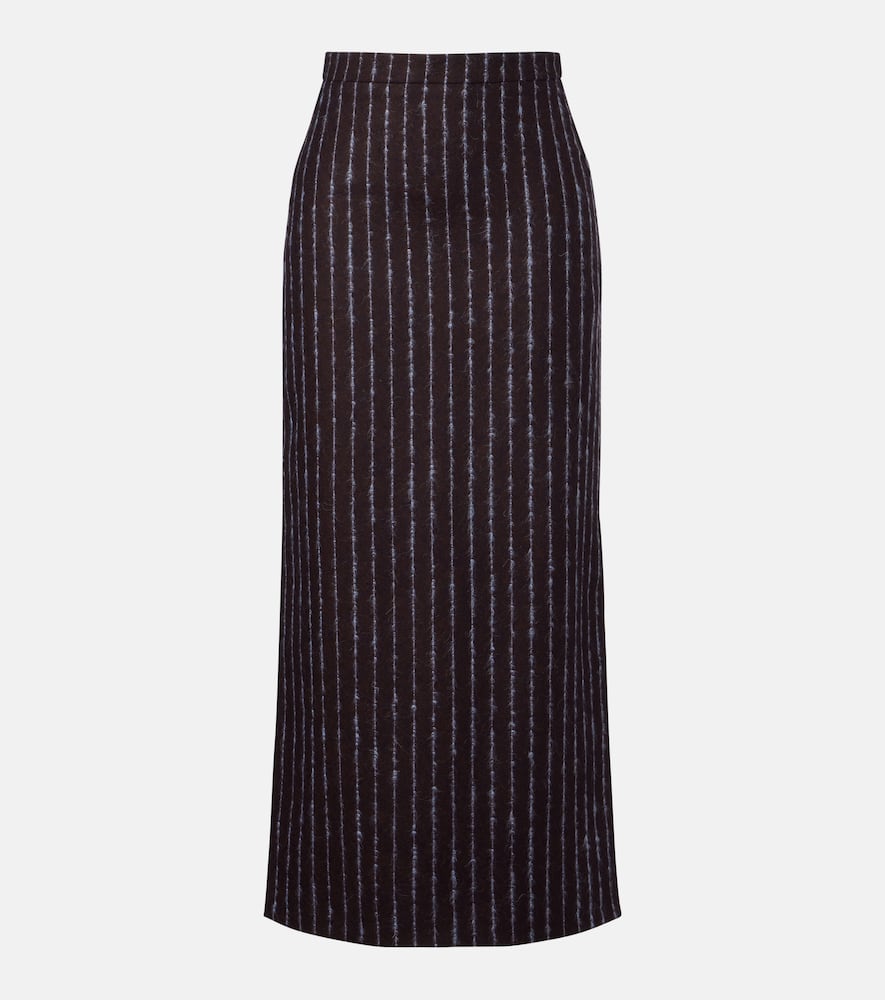 Pinstripe wool and mohair pencil skirt