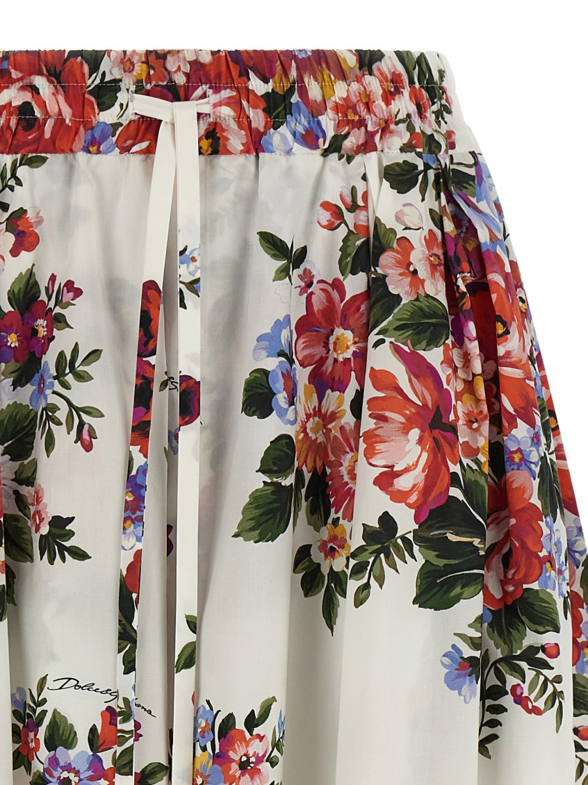 Dolce&Gabbana - floral pleated skirt elastic waistband drawstring