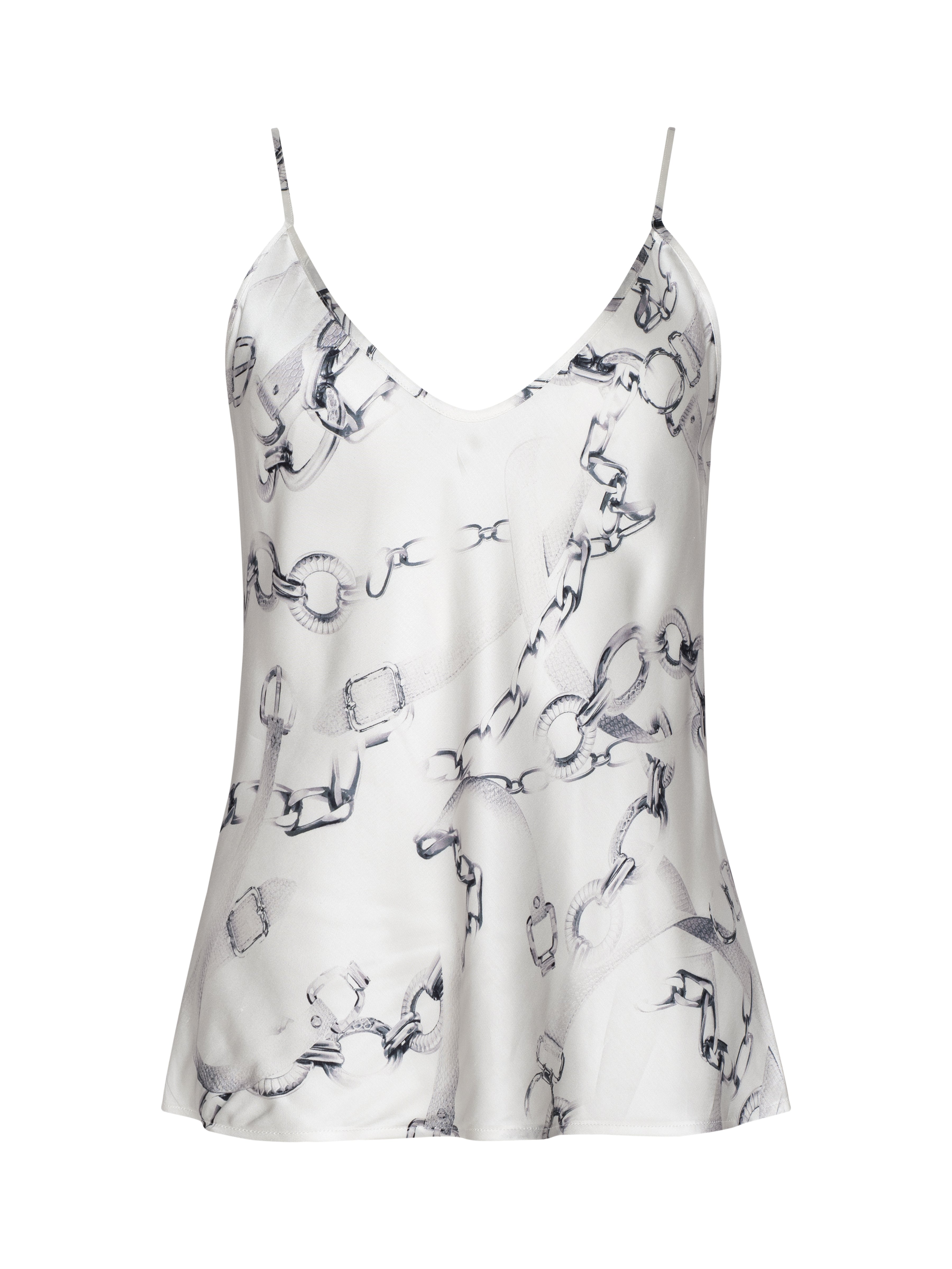 Lexi Satin Camisole In Ivory/grey Small Faded Chain