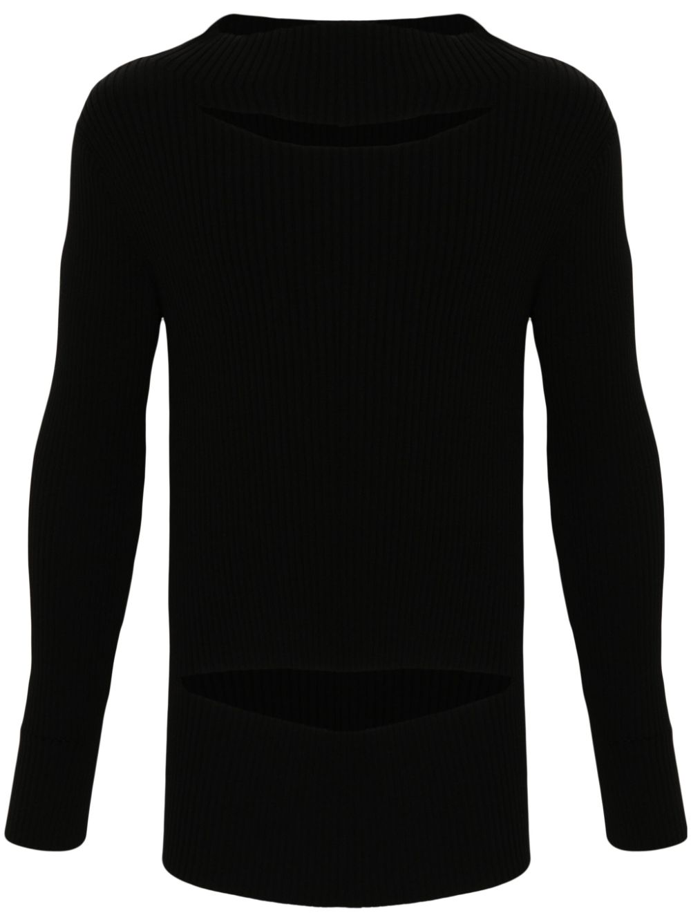 Cut-out ribbed-knit jumper - Black