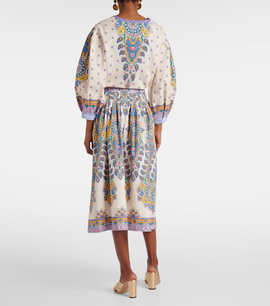 Paisley cotton midi skirt