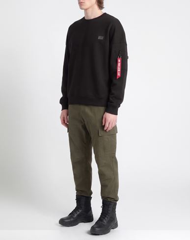 Man Sweatshirt Black Size L Cotton, Polyester
