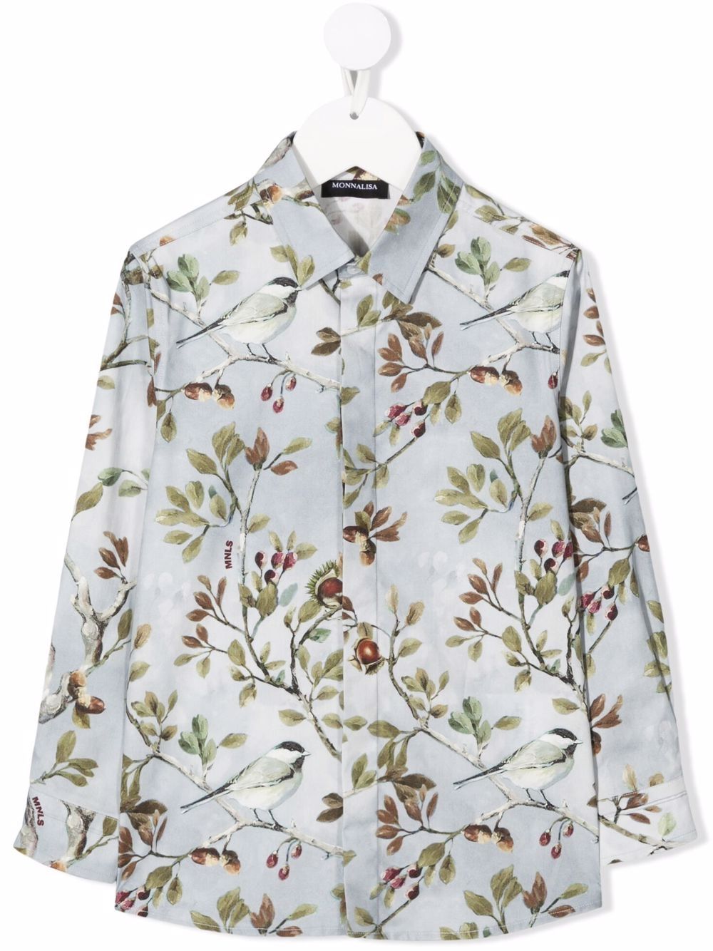 Bird-print cotton shirt - Blue