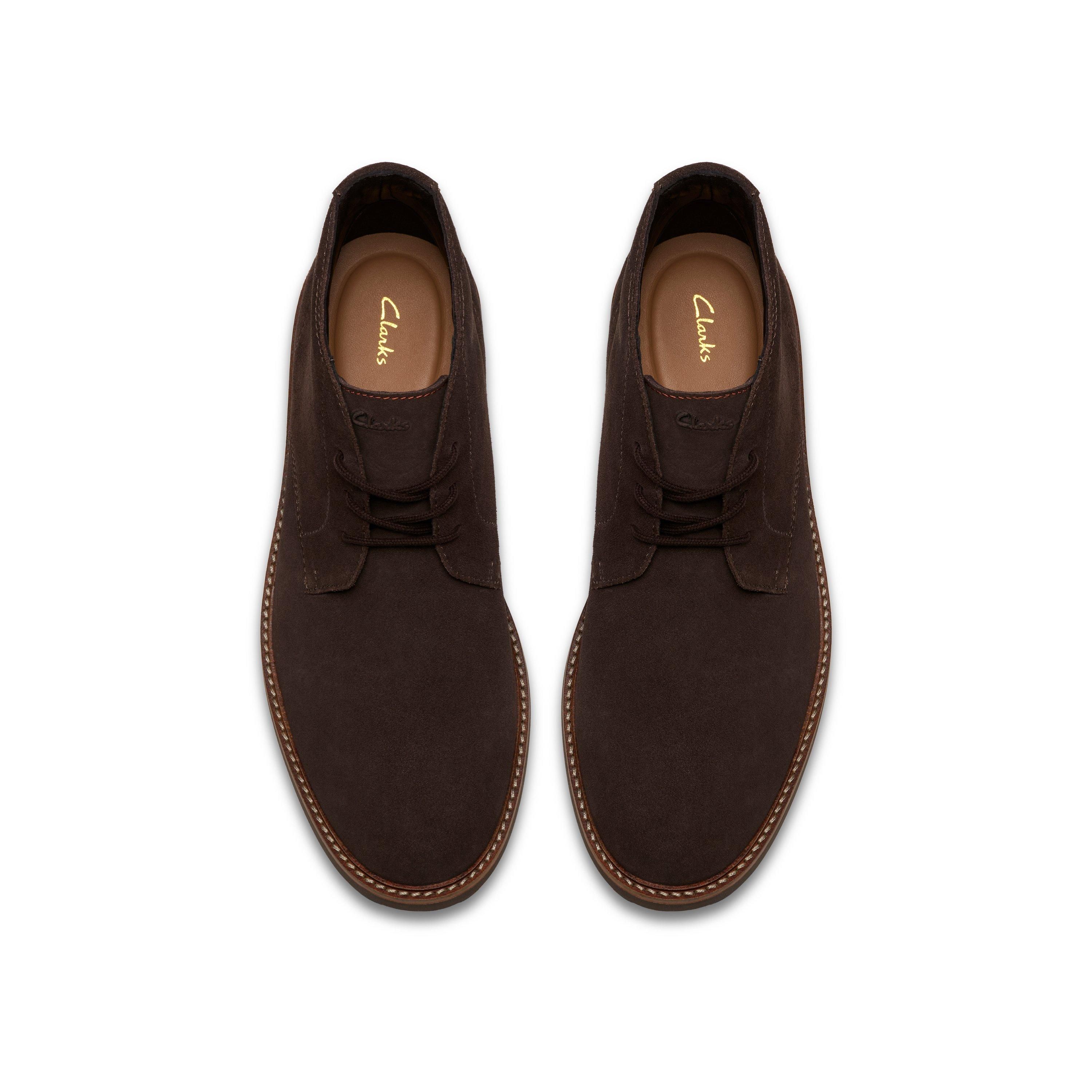 Clarks Atticuslt Mid Dark Brown Suede Ankle Boot