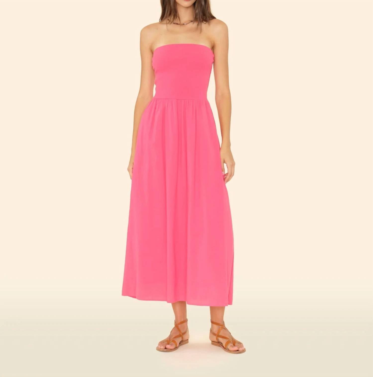 Finnian Strapless Dress In Strawberry