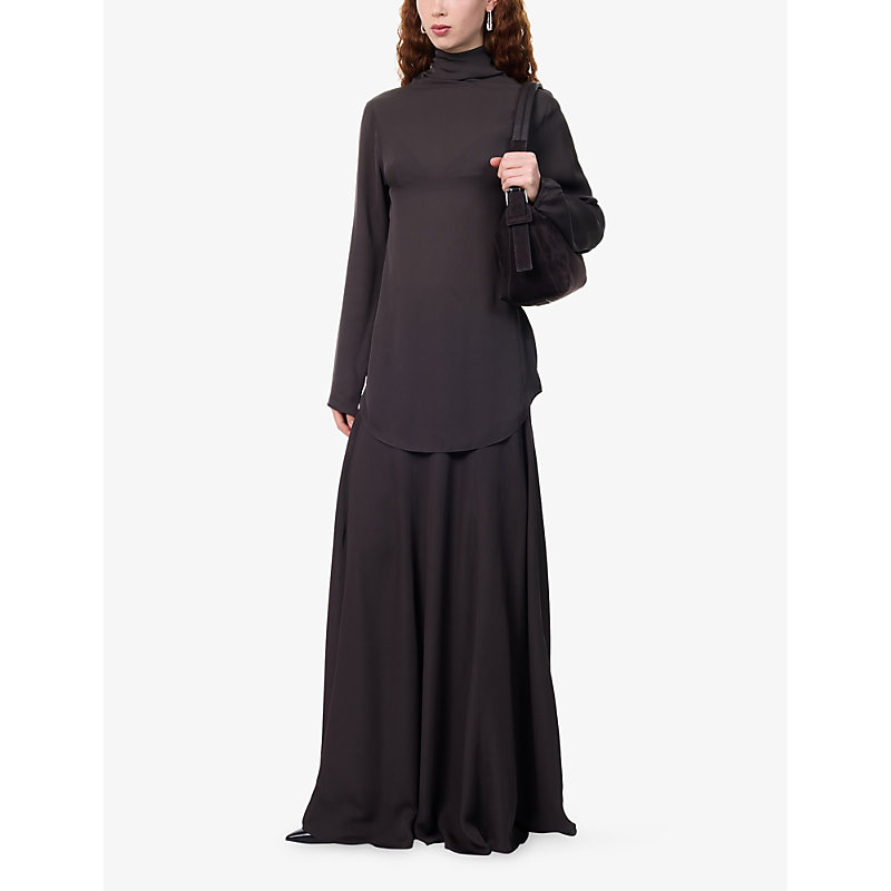 Womens Aeris Pleated Silk Maxi Skirt