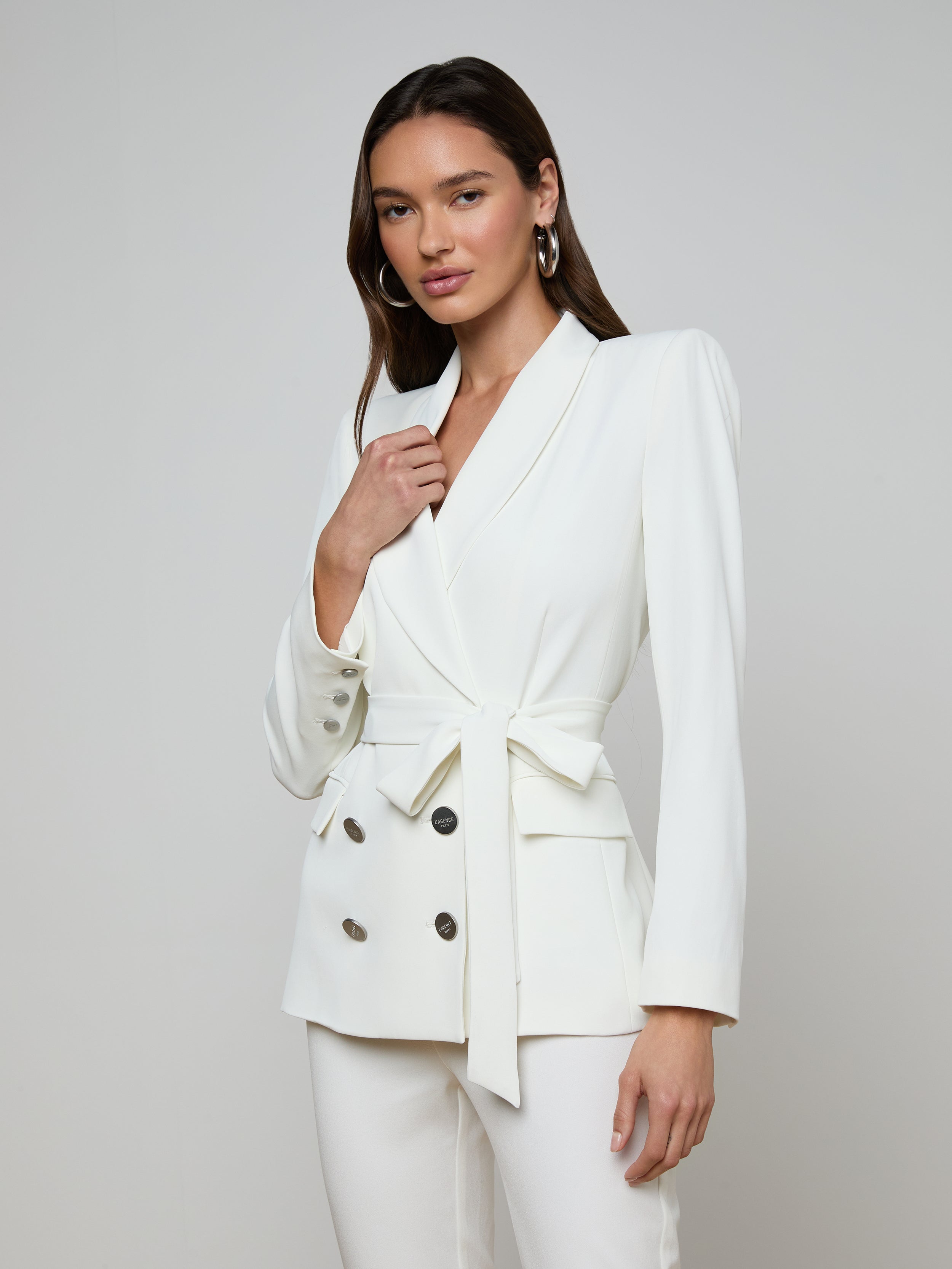 Aven Wrap Blazer In Ivory