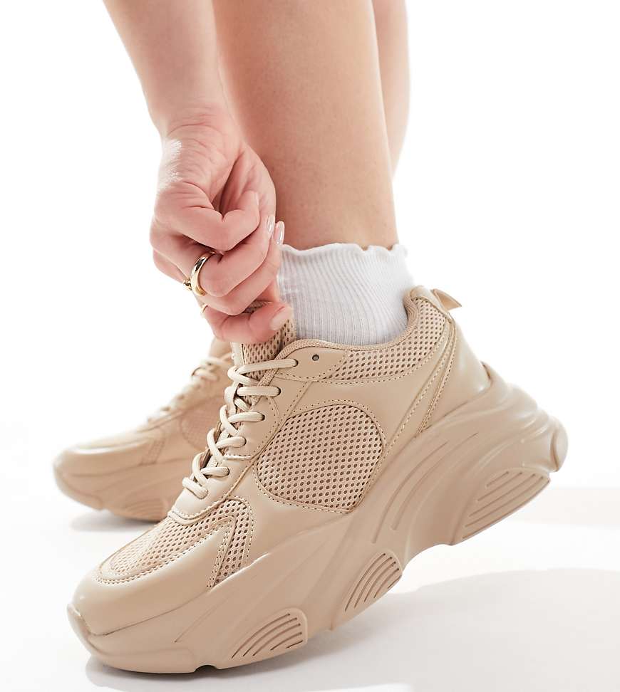 ASOS DESIGN Wide Fit Drop sneakers in beige-Neutral