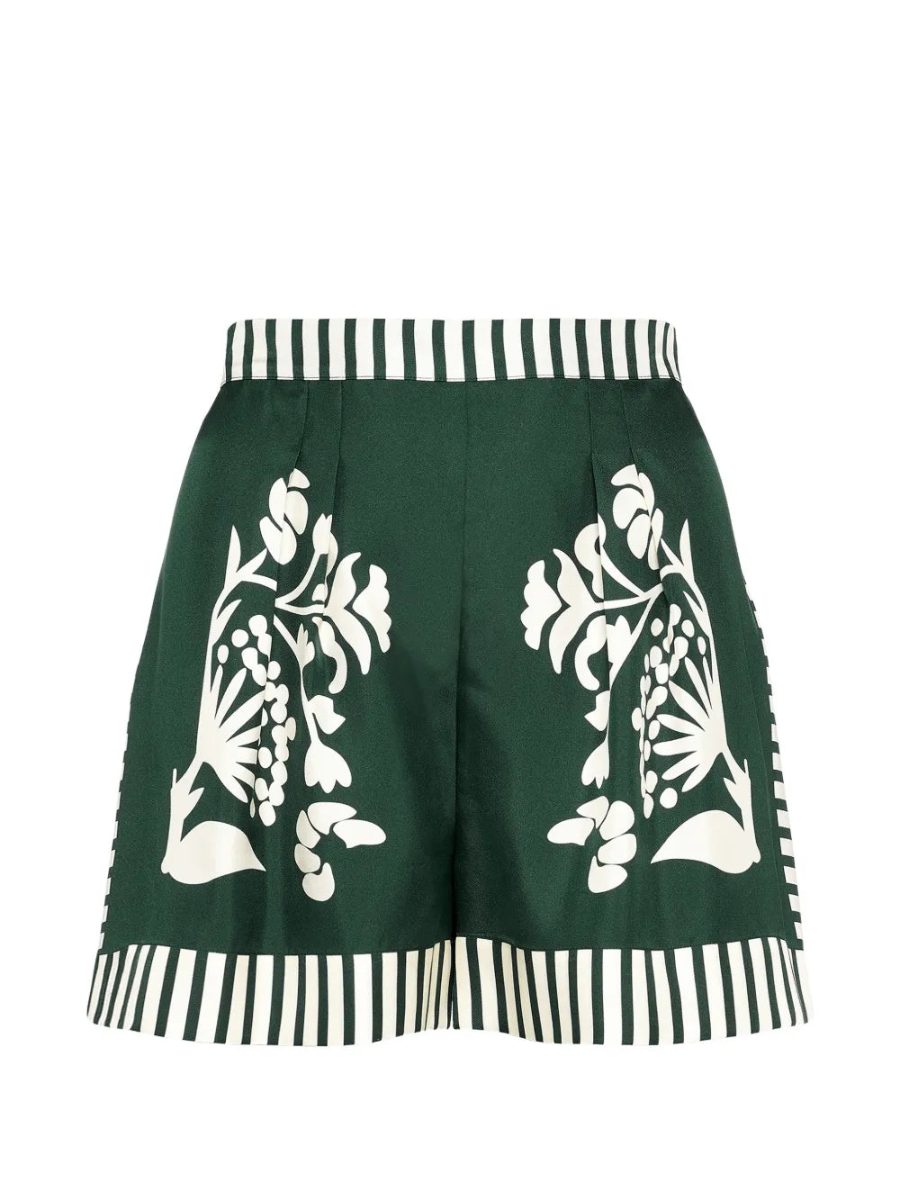 Floral-Print Striped Shorts — Green