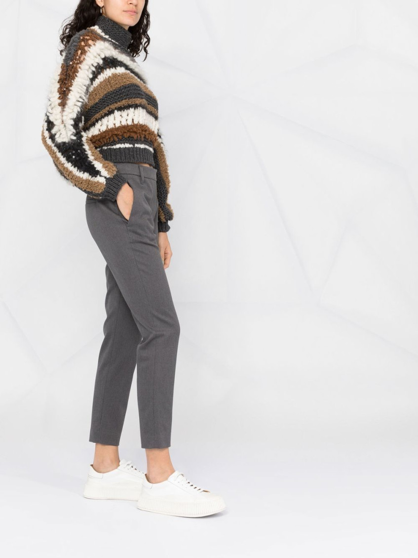 Grey Long cotton trousers